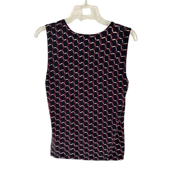 TALBOTS Silk Top Camisole Tank Blue Red Geometric Size Small - Picture 5 of 6